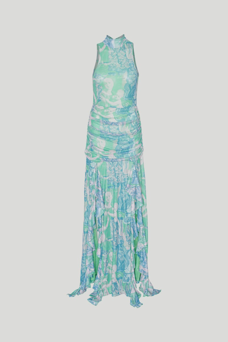 Printed Maxi Frill Dress