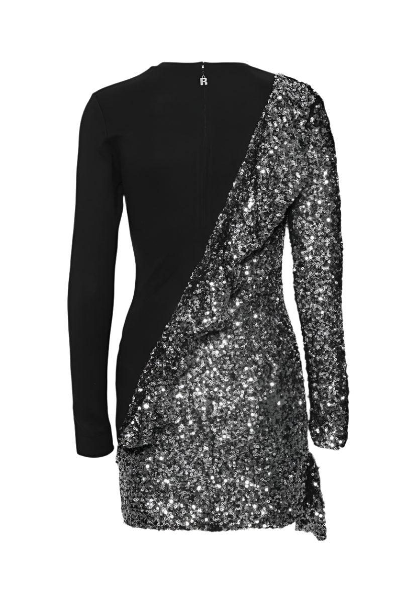 Sequin Ruffle Long Sleeve Dress