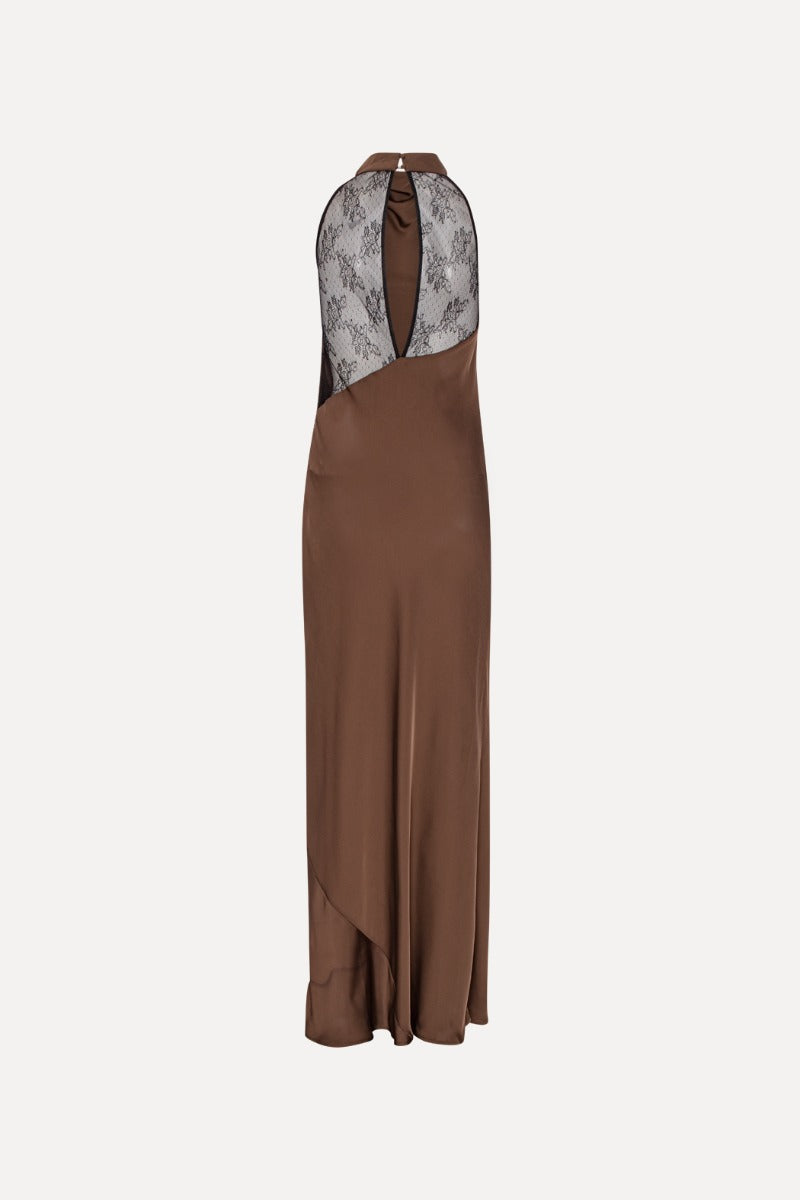 Satin Lace Maxi Dress
