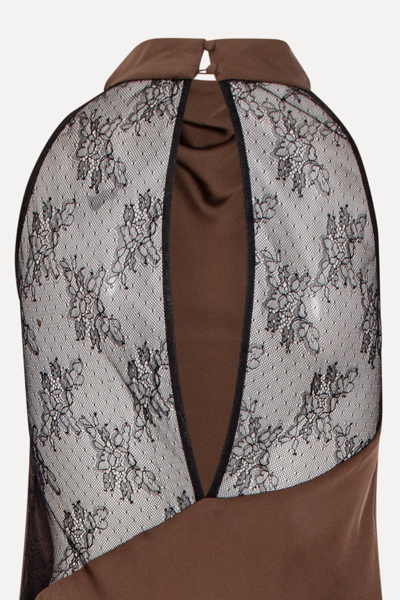 Satin Lace Maxi Dress