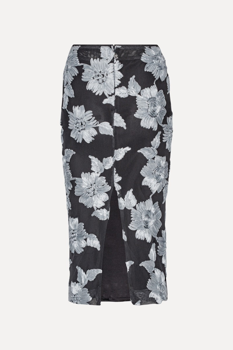 Flower Mesh Pencil Skirt