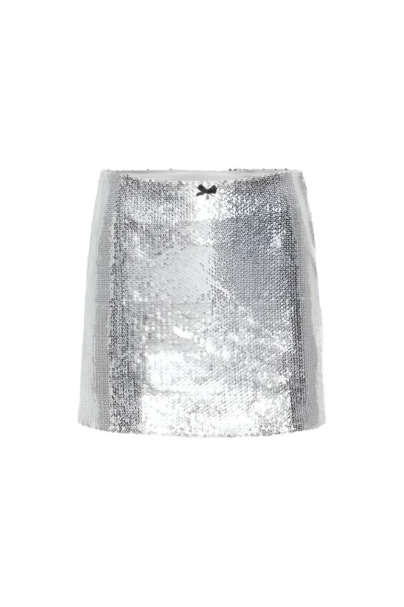 Sequin Mini Skirt Silver