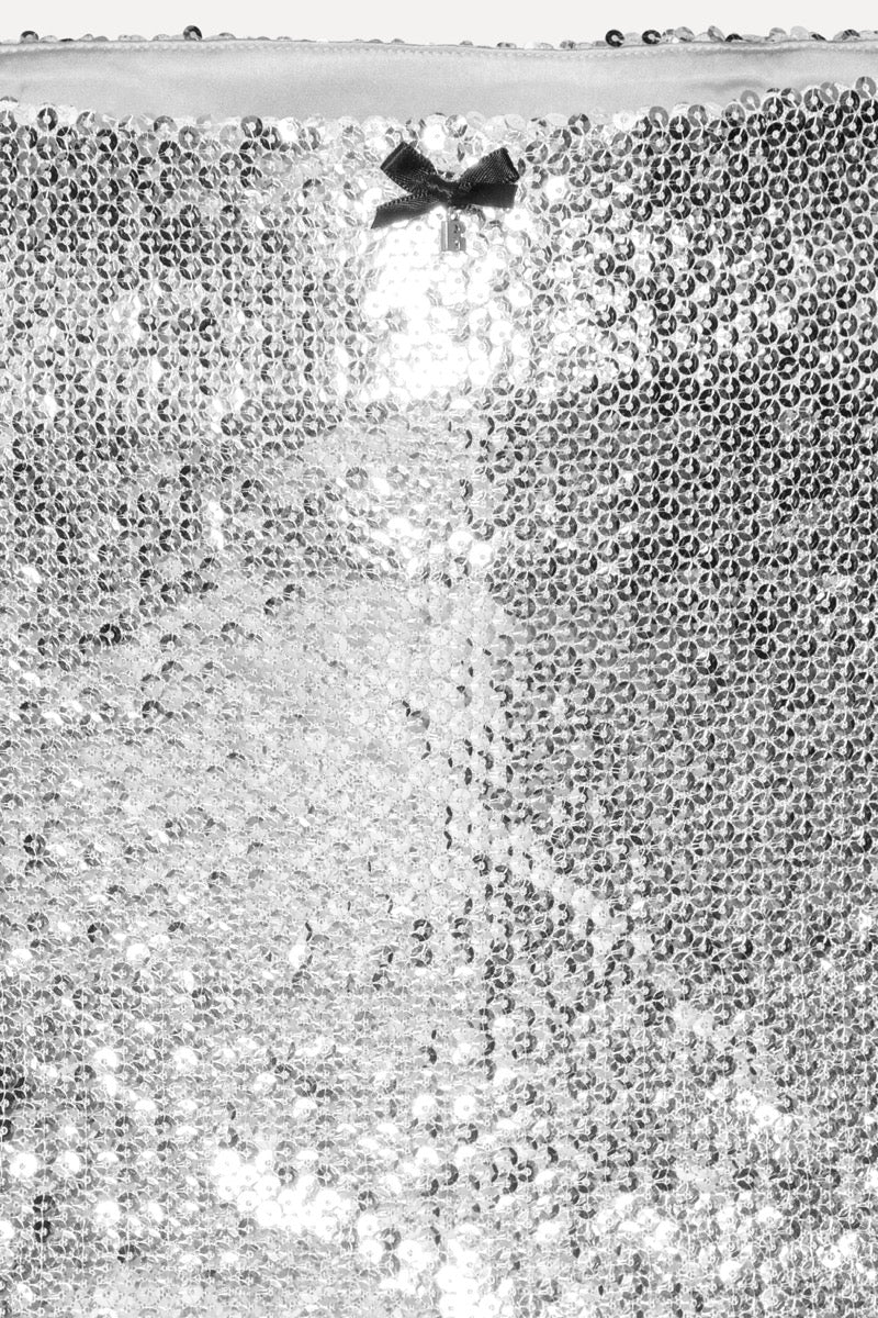 Sequin Mini Skirt Silver