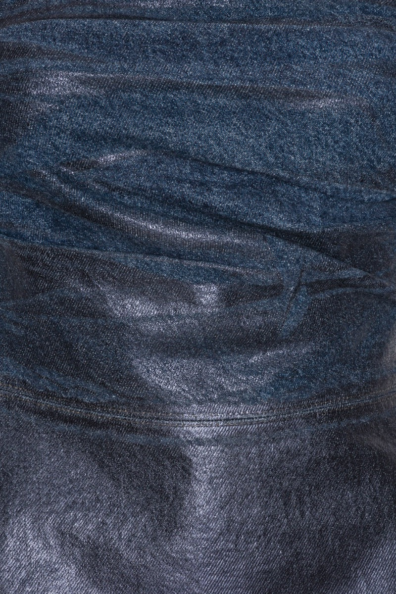 Coated Strapless Denim Top