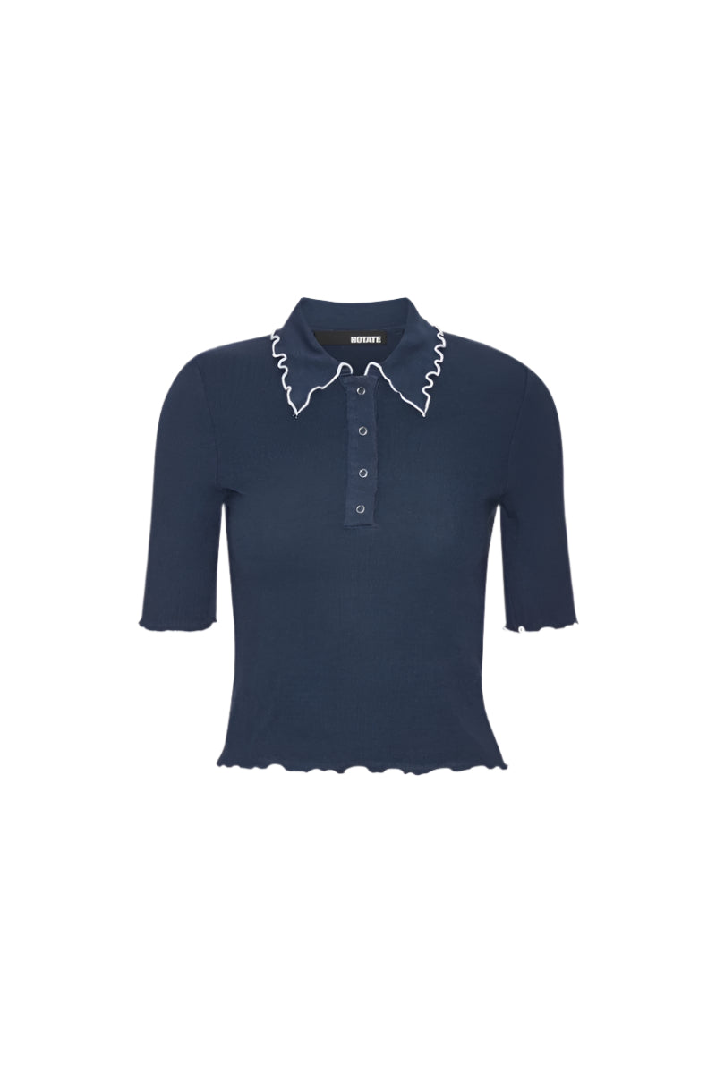 Rib Polo Top Navy
