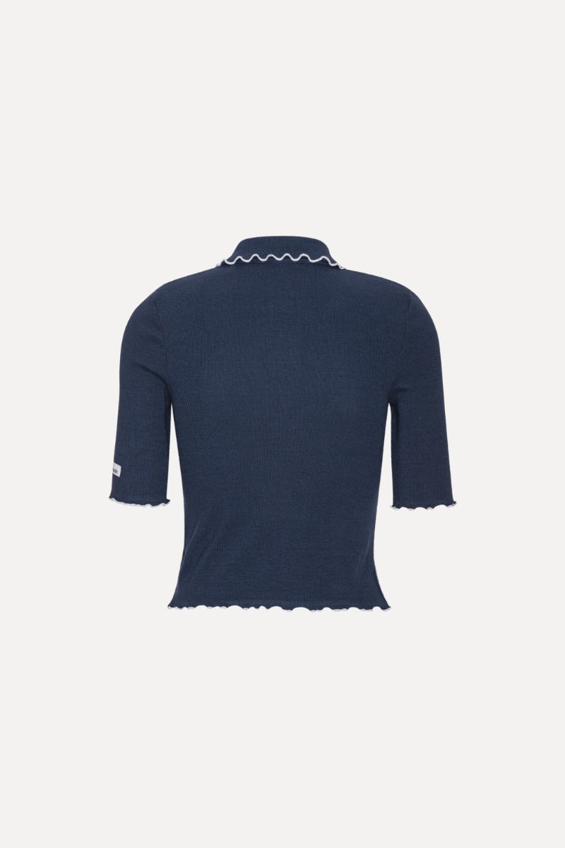 Rib Polo Top Navy