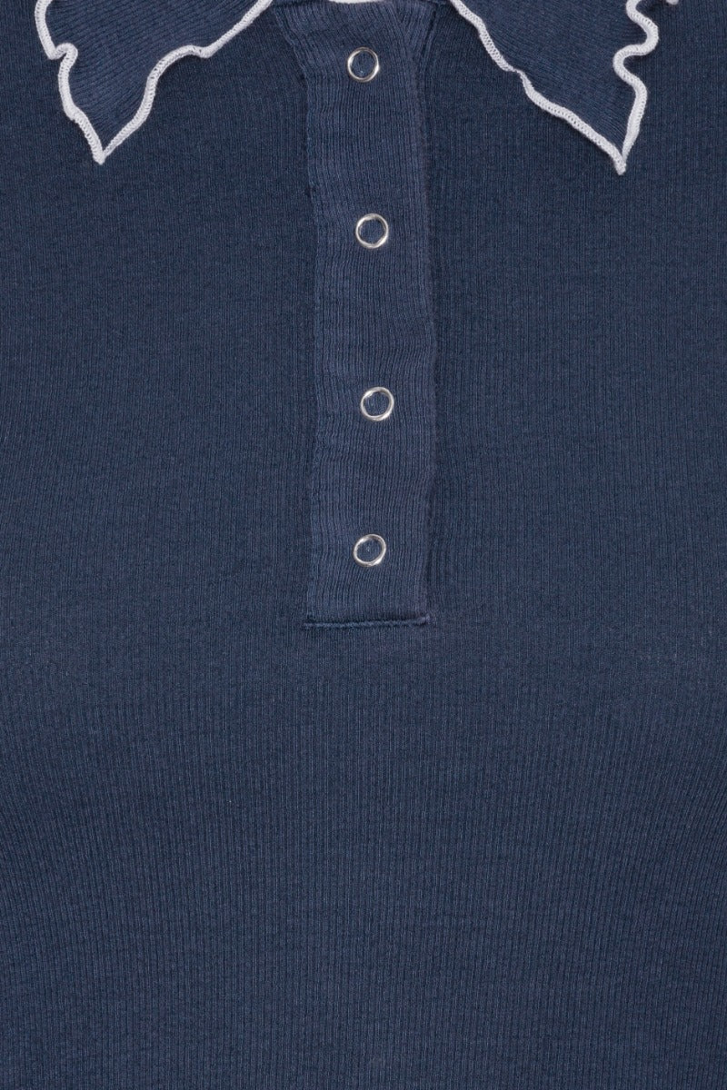 Rib Polo Top Navy