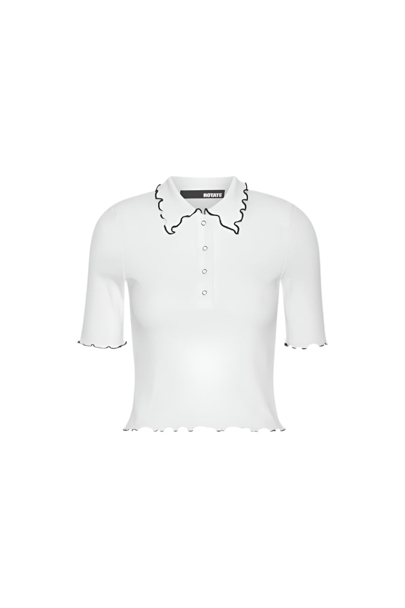 Rib Polo Top Bright White