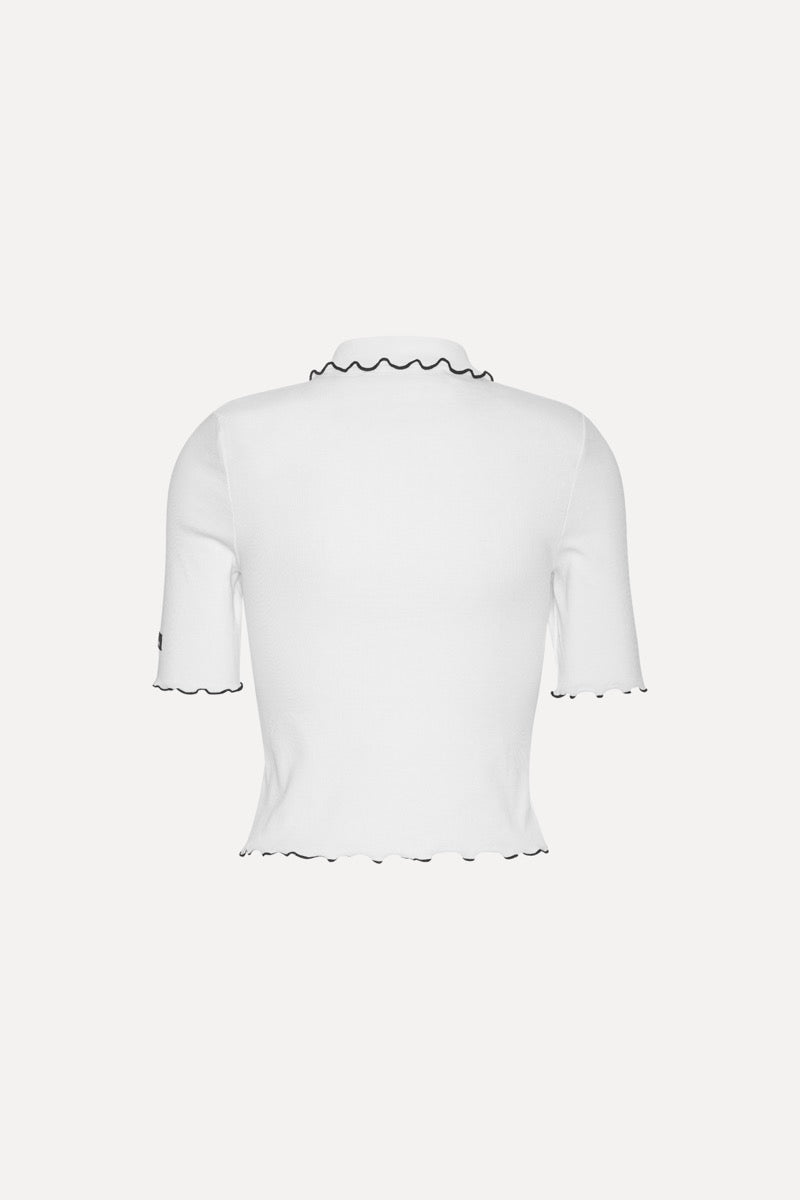 Rib Polo Top Bright White