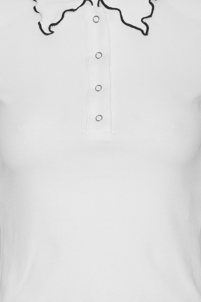 Rib Polo Top Bright White