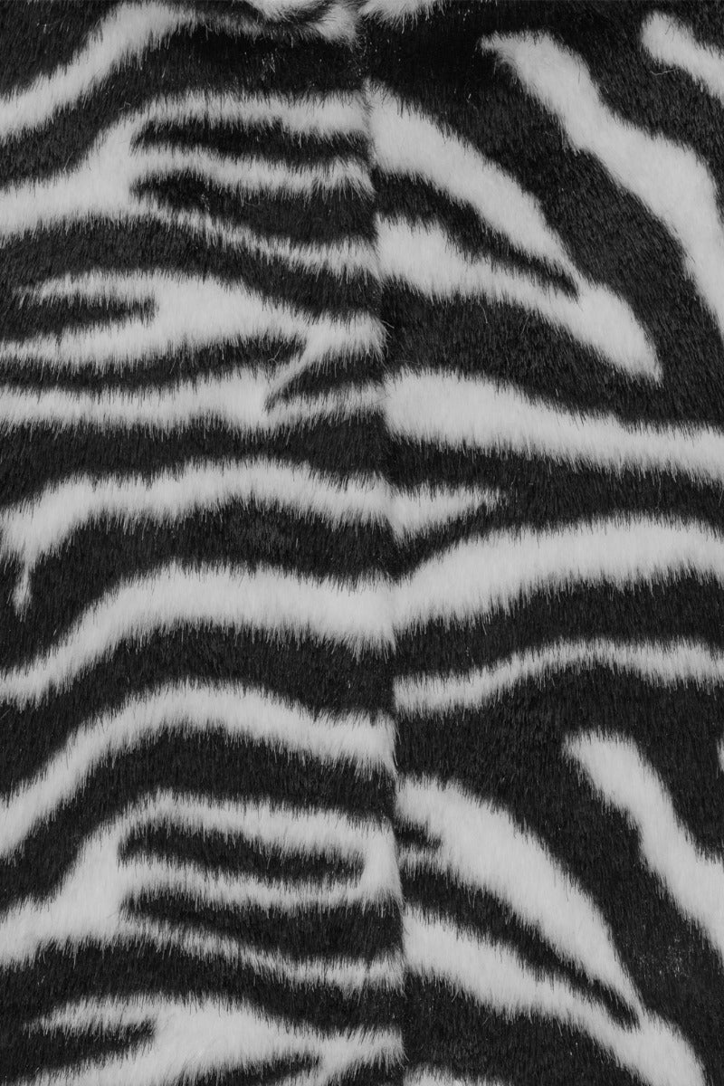 Fluffy Clasp Coat Zebra Print