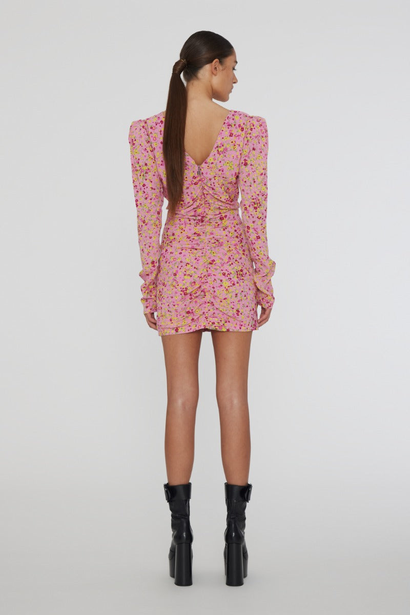 Jacquard V-Neck Mini Dress