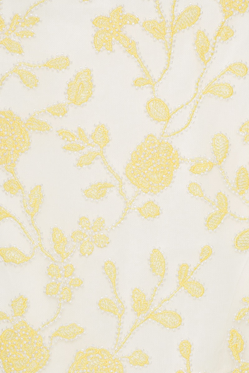 Flower Beads Pencil Skirt Yellow