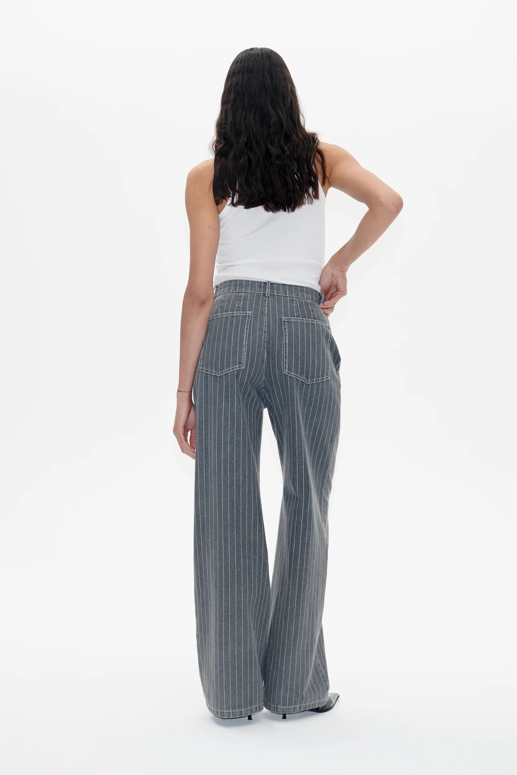 Nanny Striped Denim Pants Grey