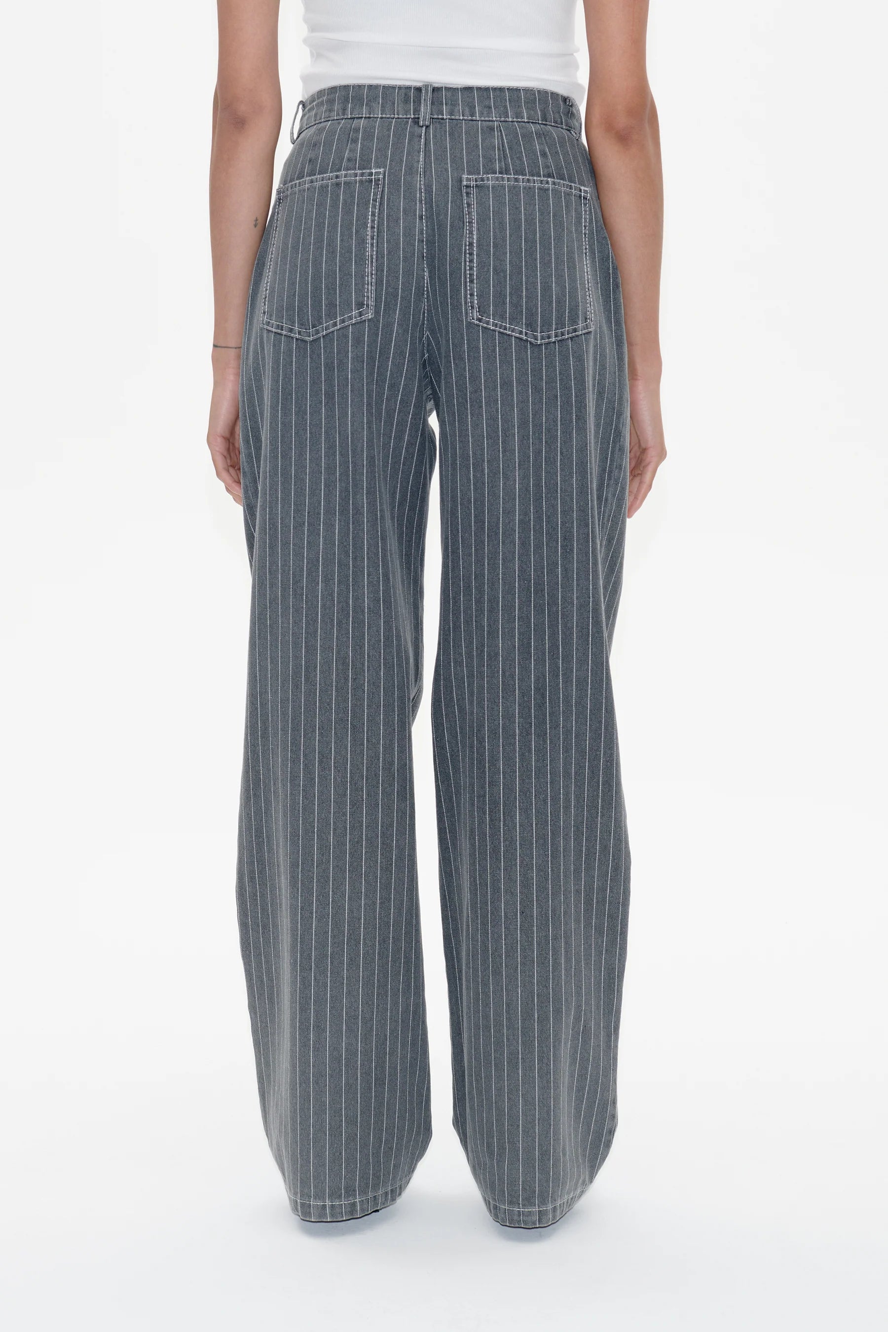 Nanny Striped Denim Pants Grey