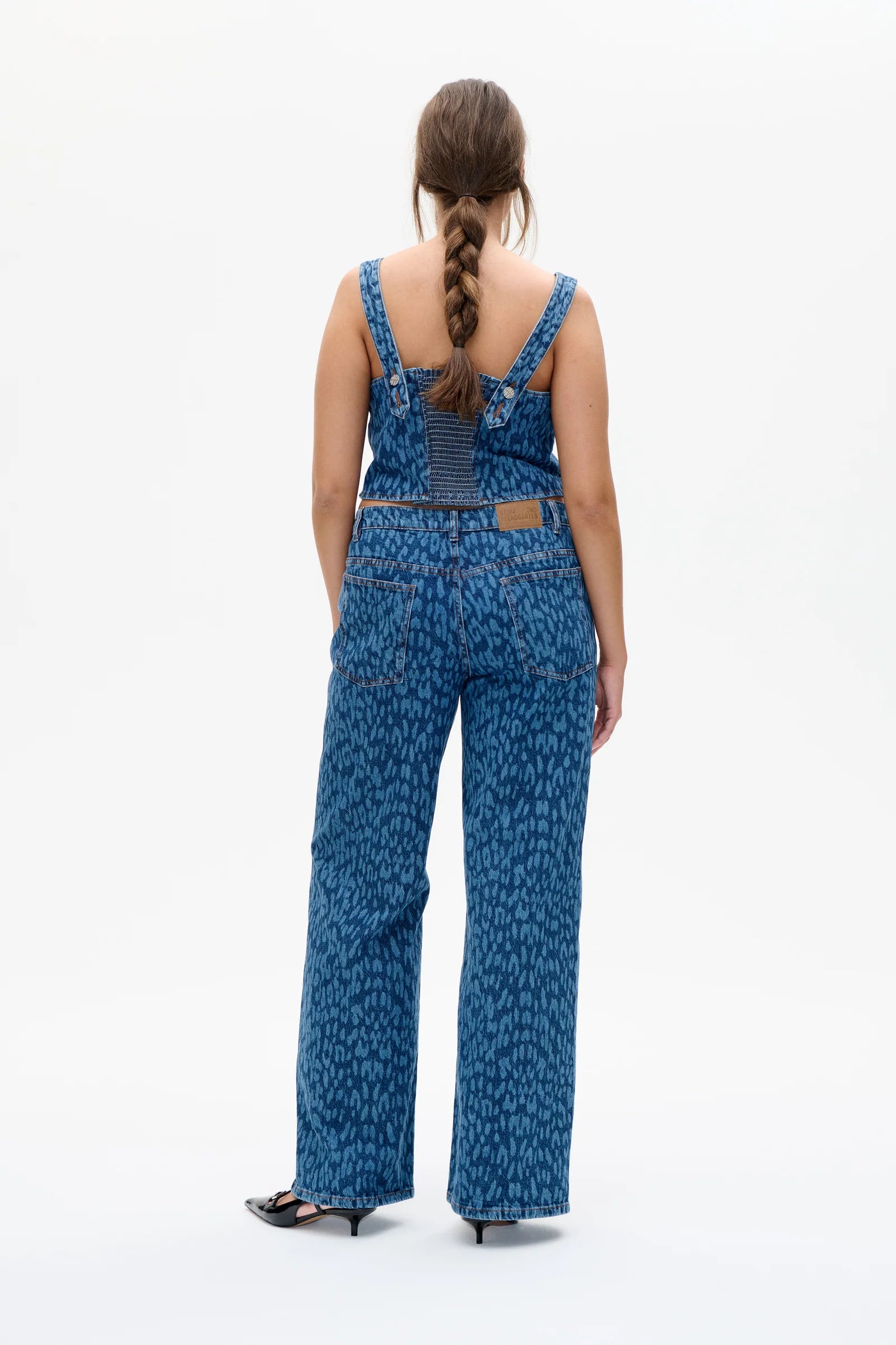 Mekira Leopard Denim Top