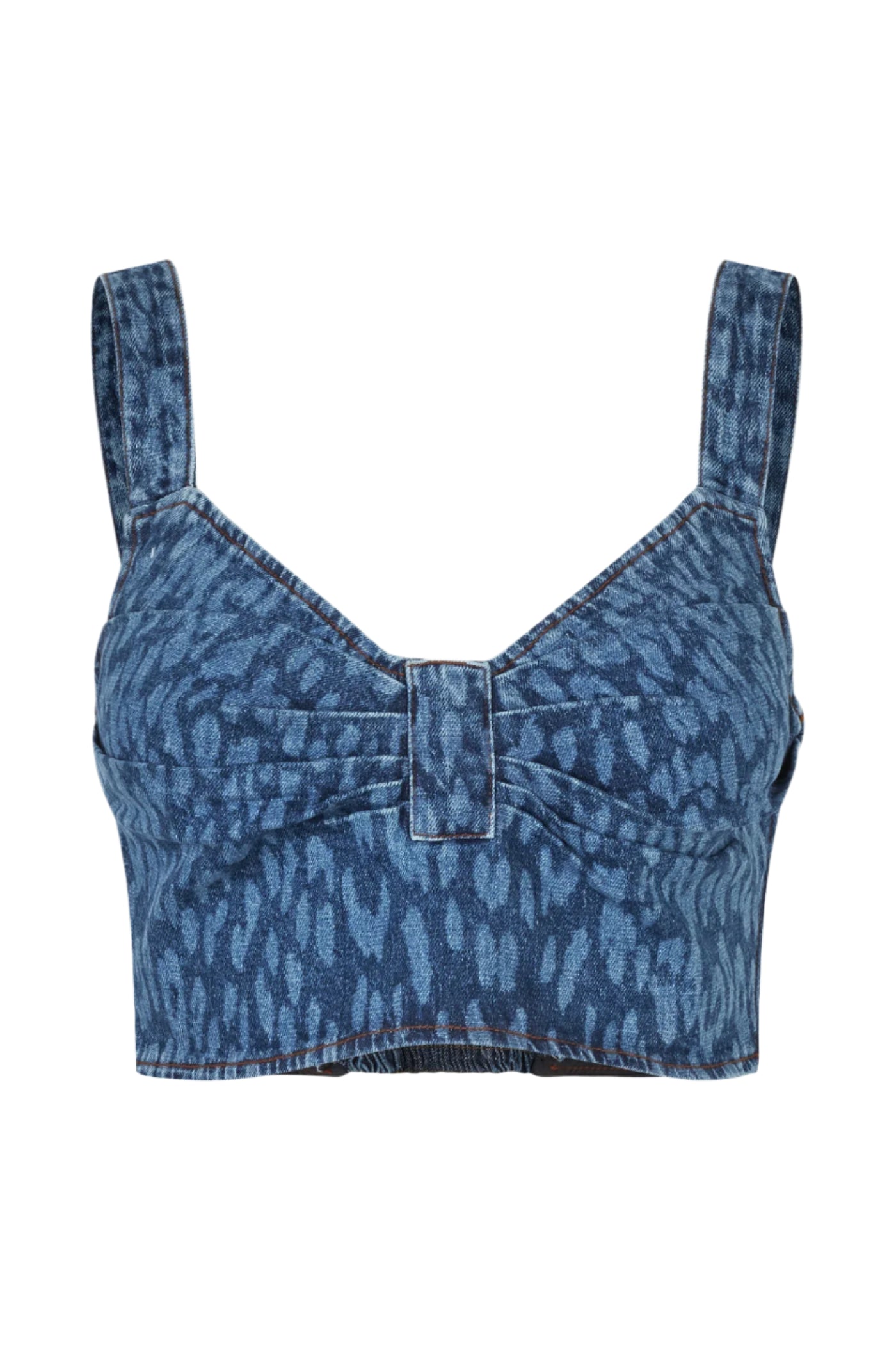 Mekira Leopard Denim Top
