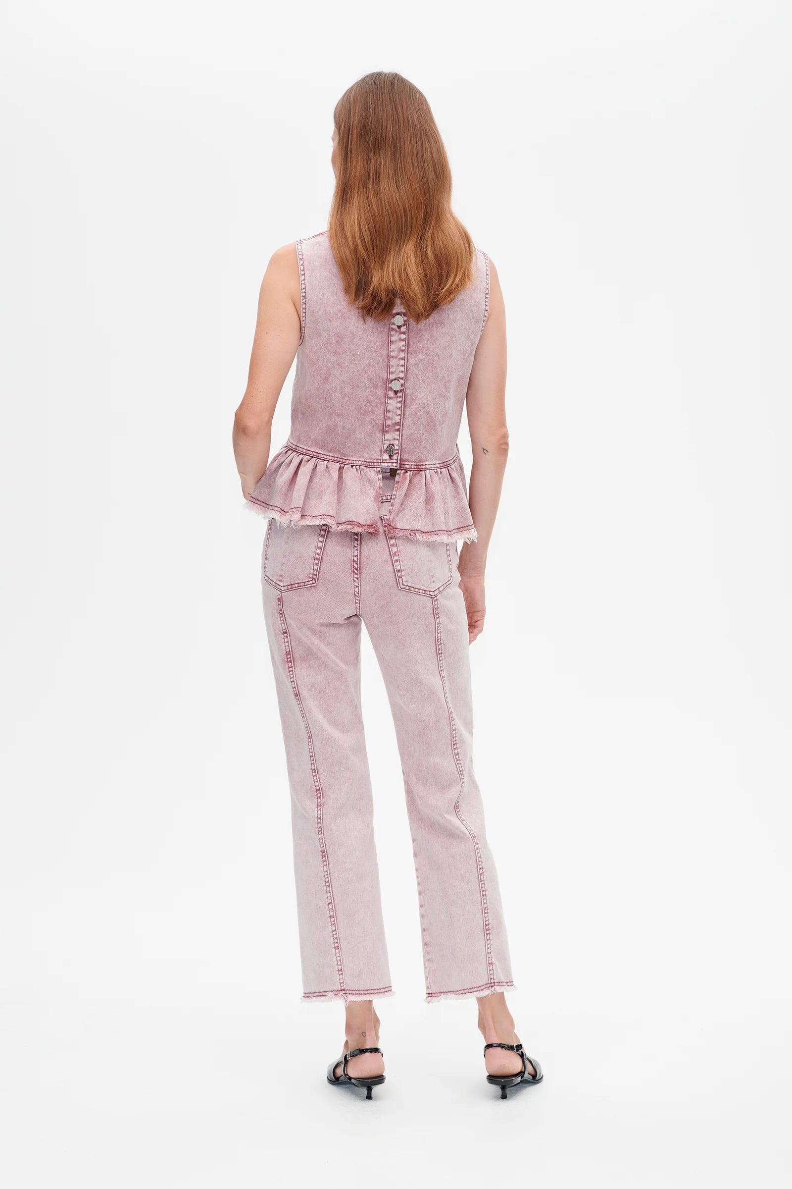 Madinel Denim Peplum Blouse