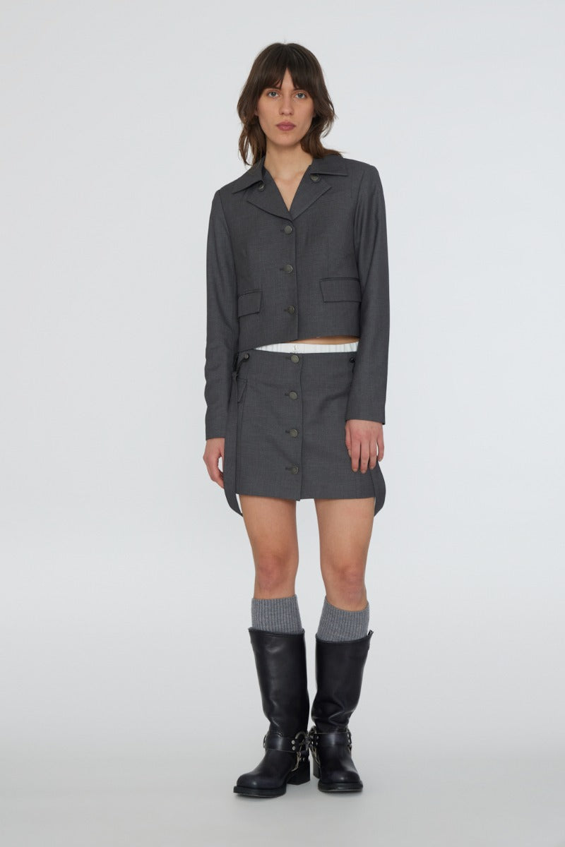 Grey skirt with suspenders hotsell