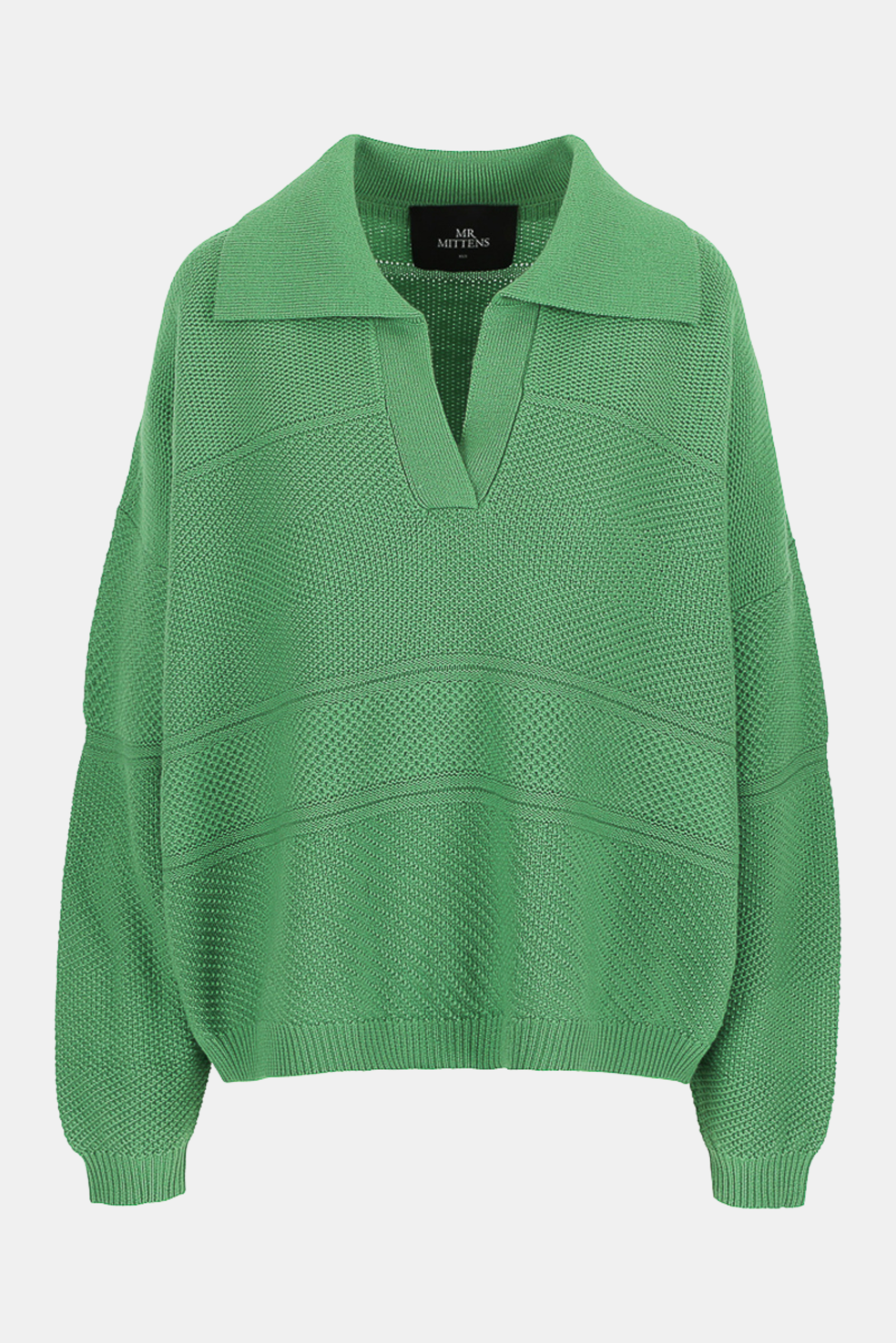 Mixed Stitch Polo Sweater