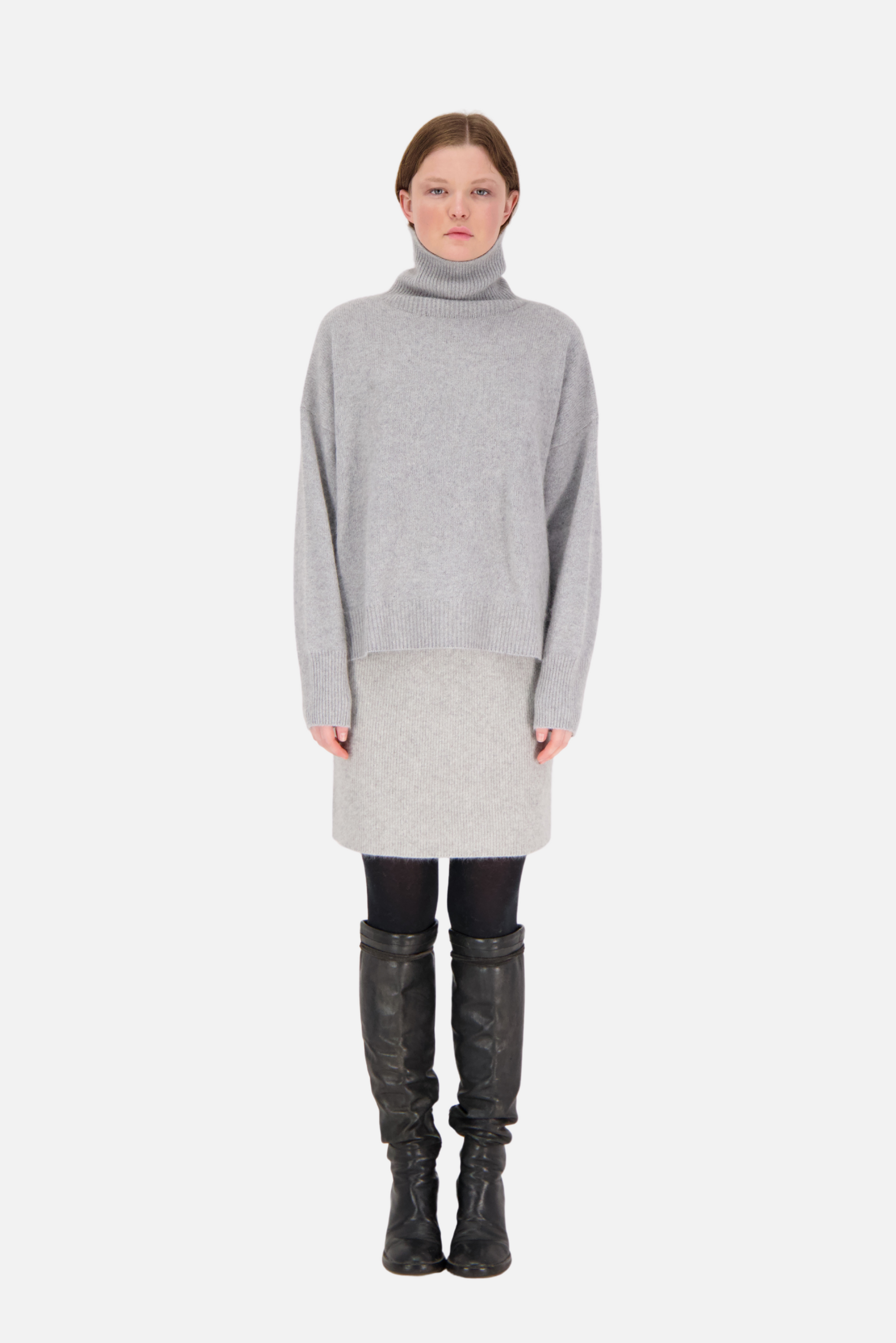 Stevie High Neck Grey Melange