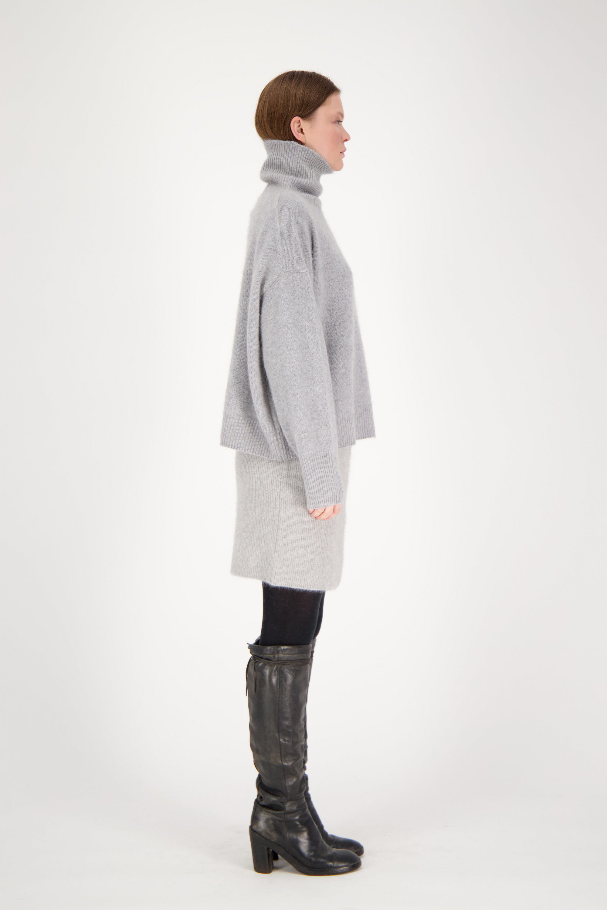 Stevie High Neck Grey Melange