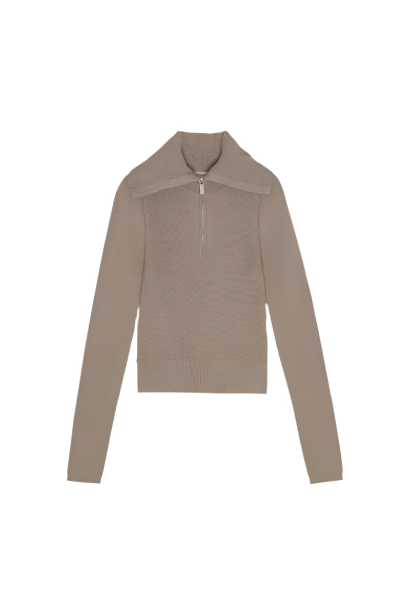 Zipped Collar Knit