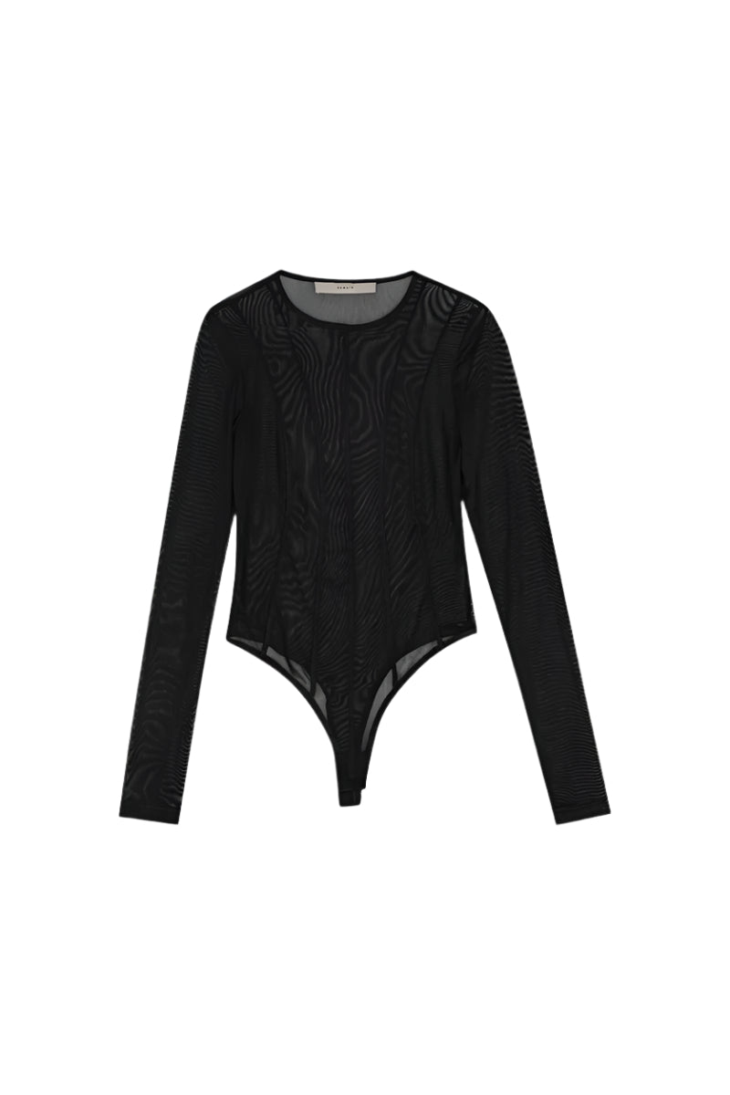 Bodysuit With Cutlines Black