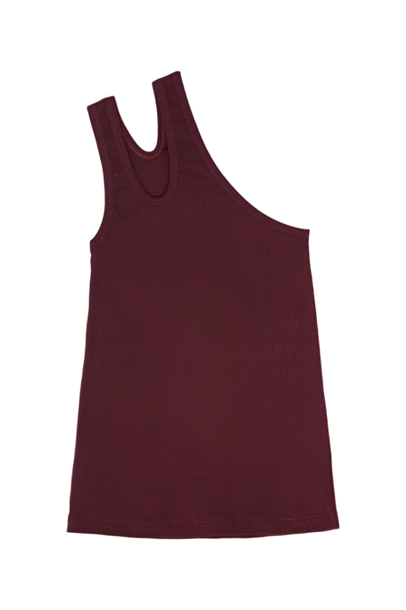 One Shoulder Rib Jersey Cut-Out Top Winetasting