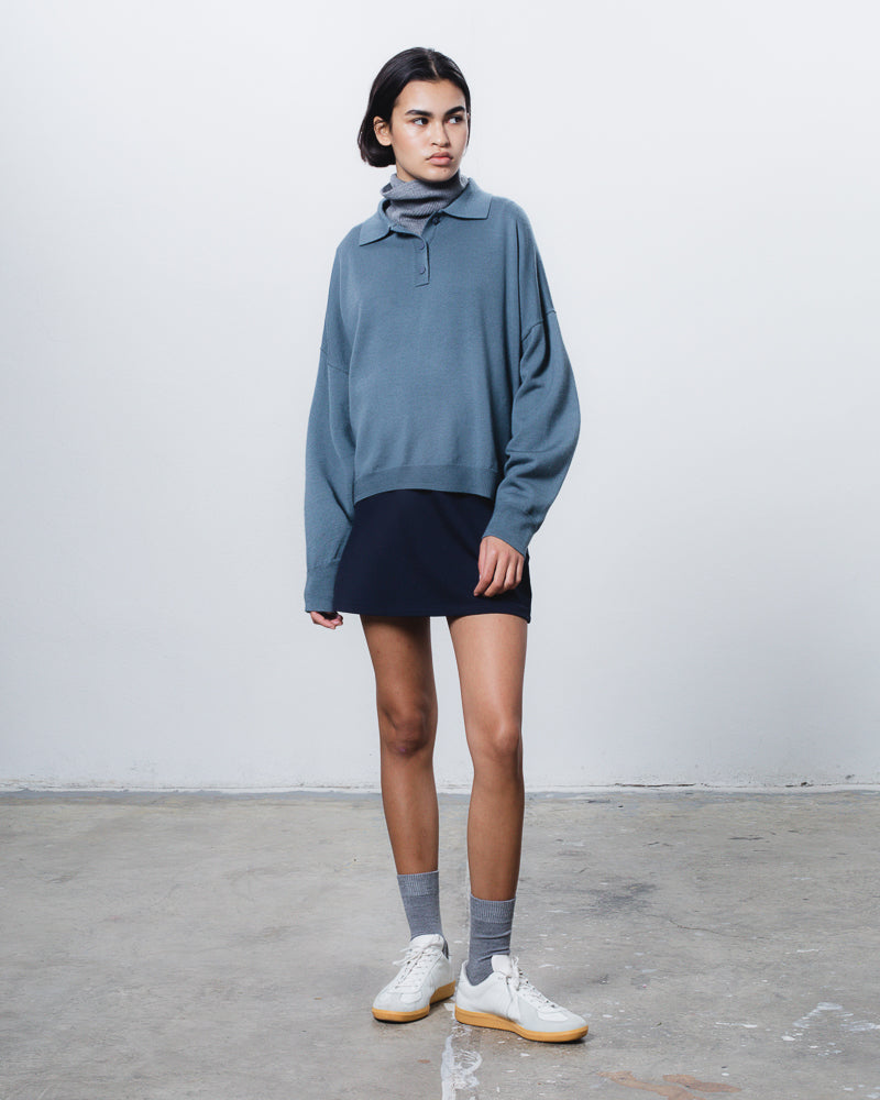 Buttoned Merino Polo