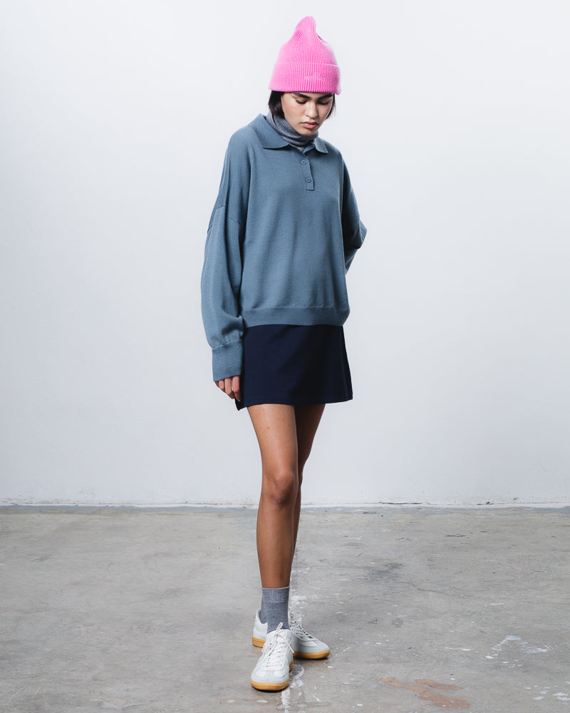 Buttoned Merino Polo