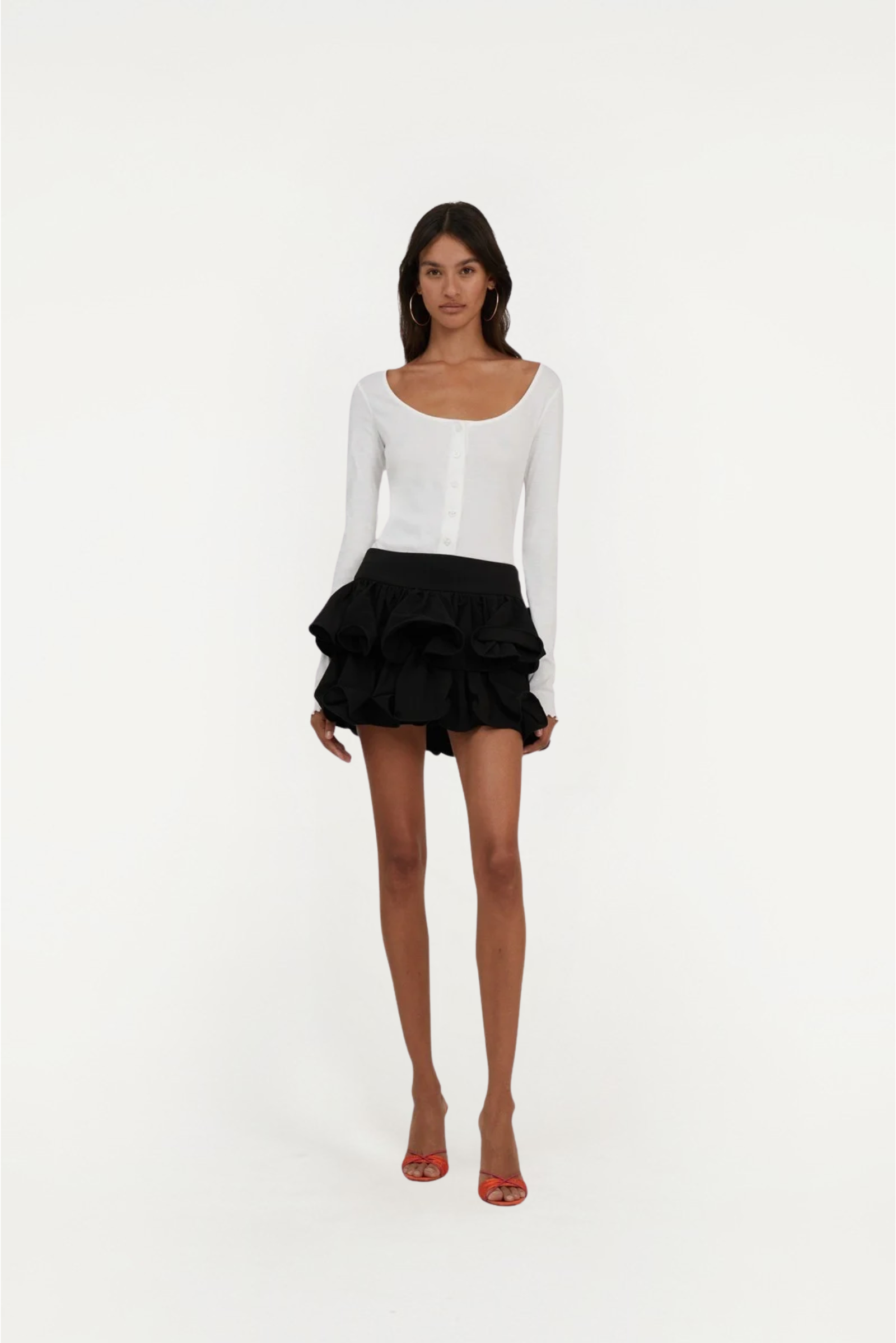 Wide Ruffle Mini Skirt