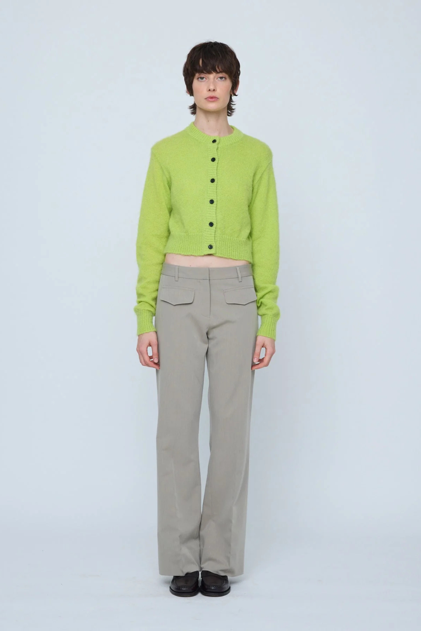 Fluffy Mohair Cardigan Acid Green