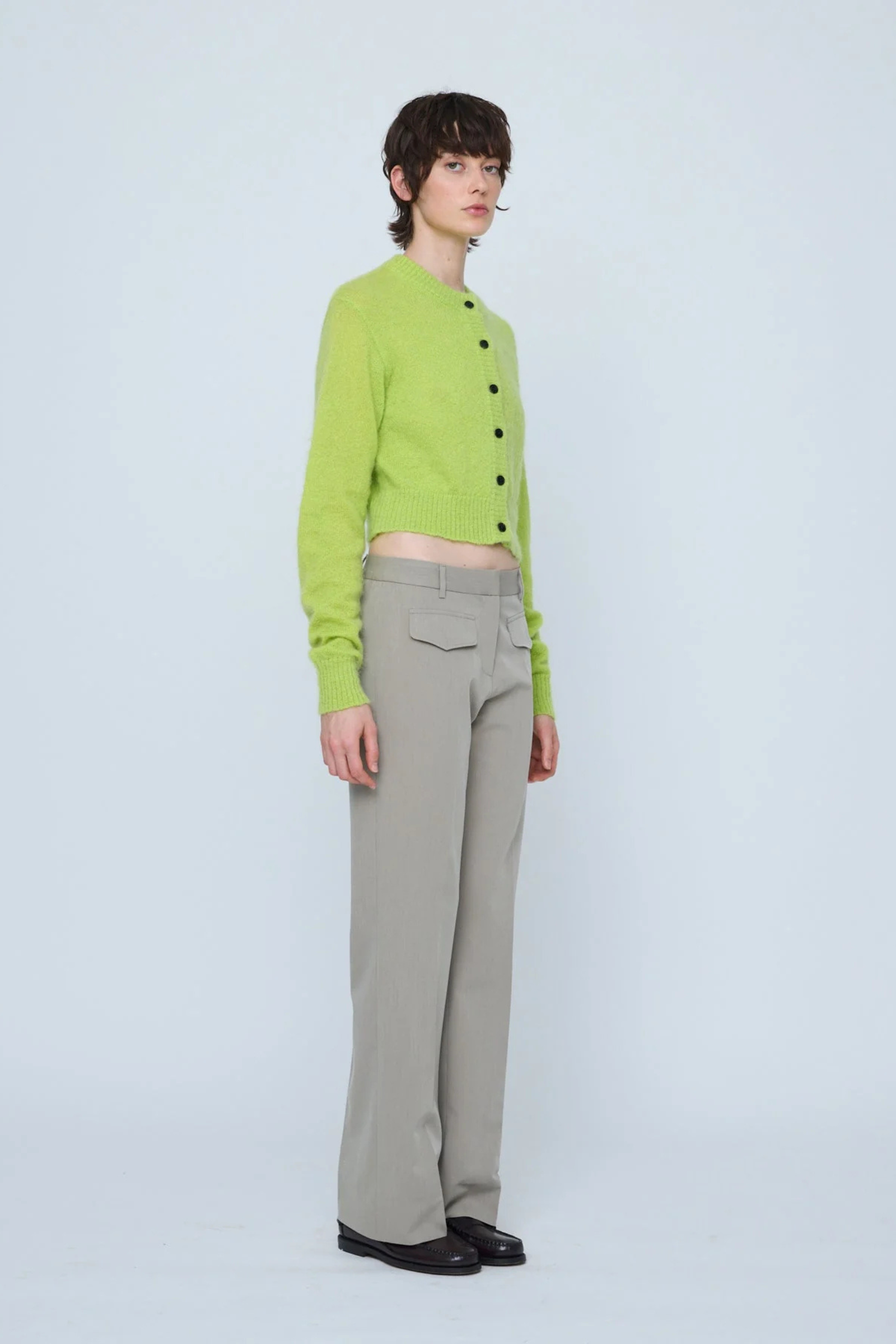 Fluffy Mohair Cardigan Acid Green