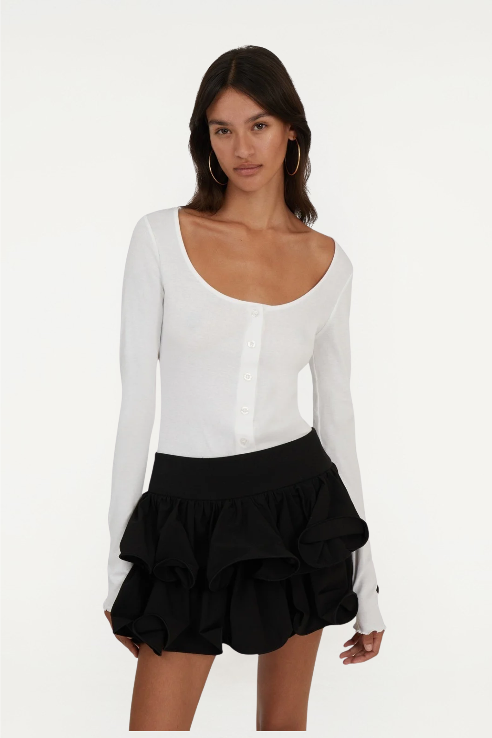 Wide Ruffle Mini Skirt