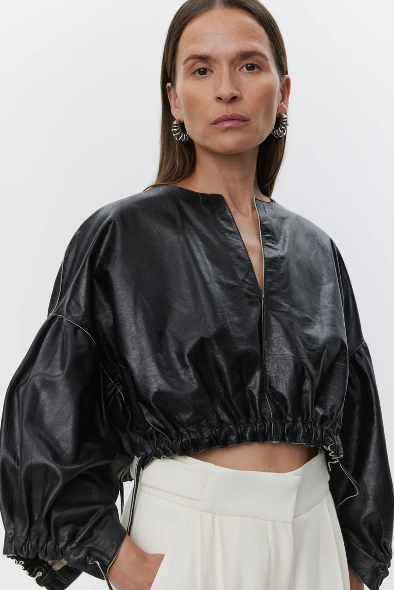Dorothy Leather Cropped Blouse