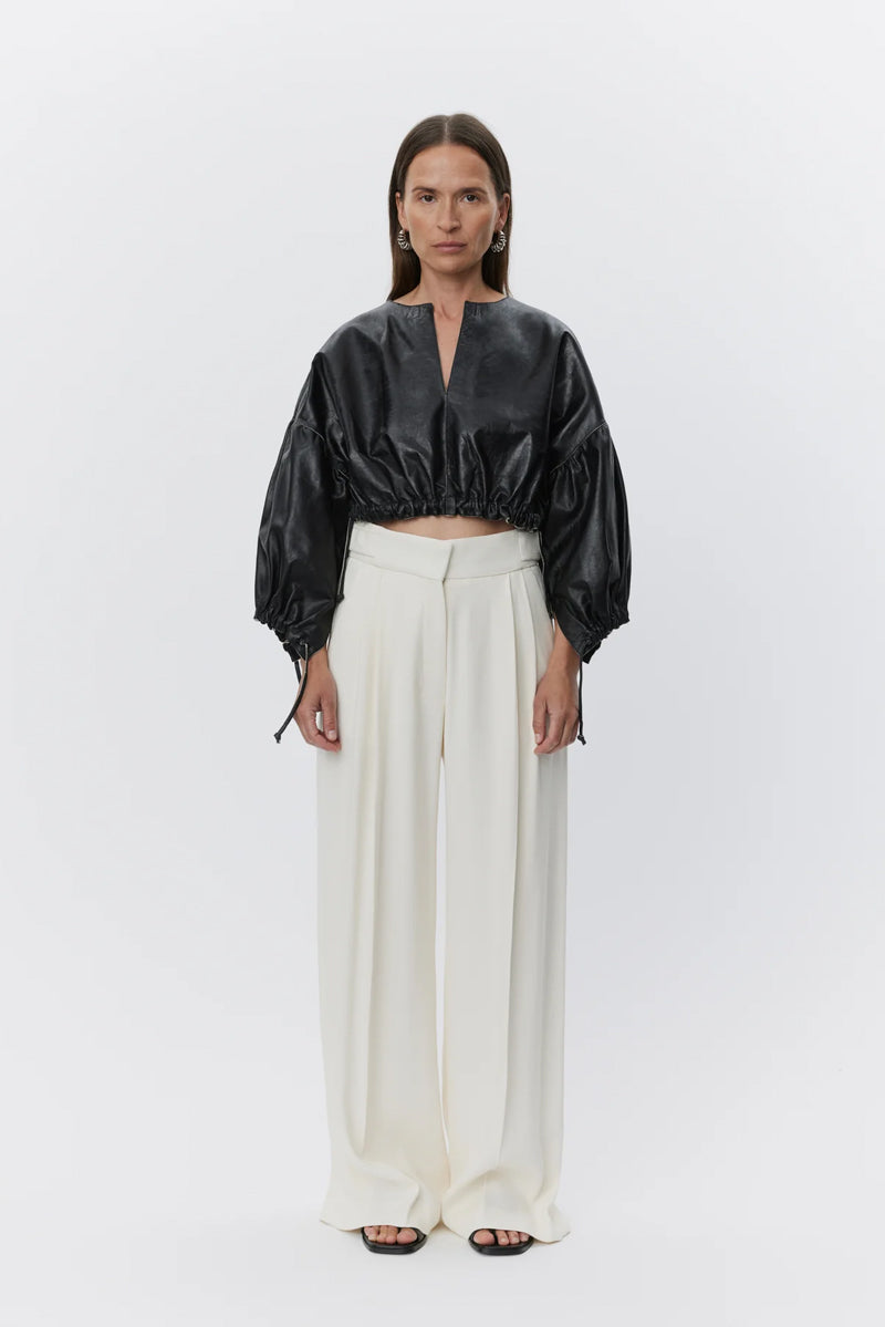 Dorothy Leather Cropped Blouse