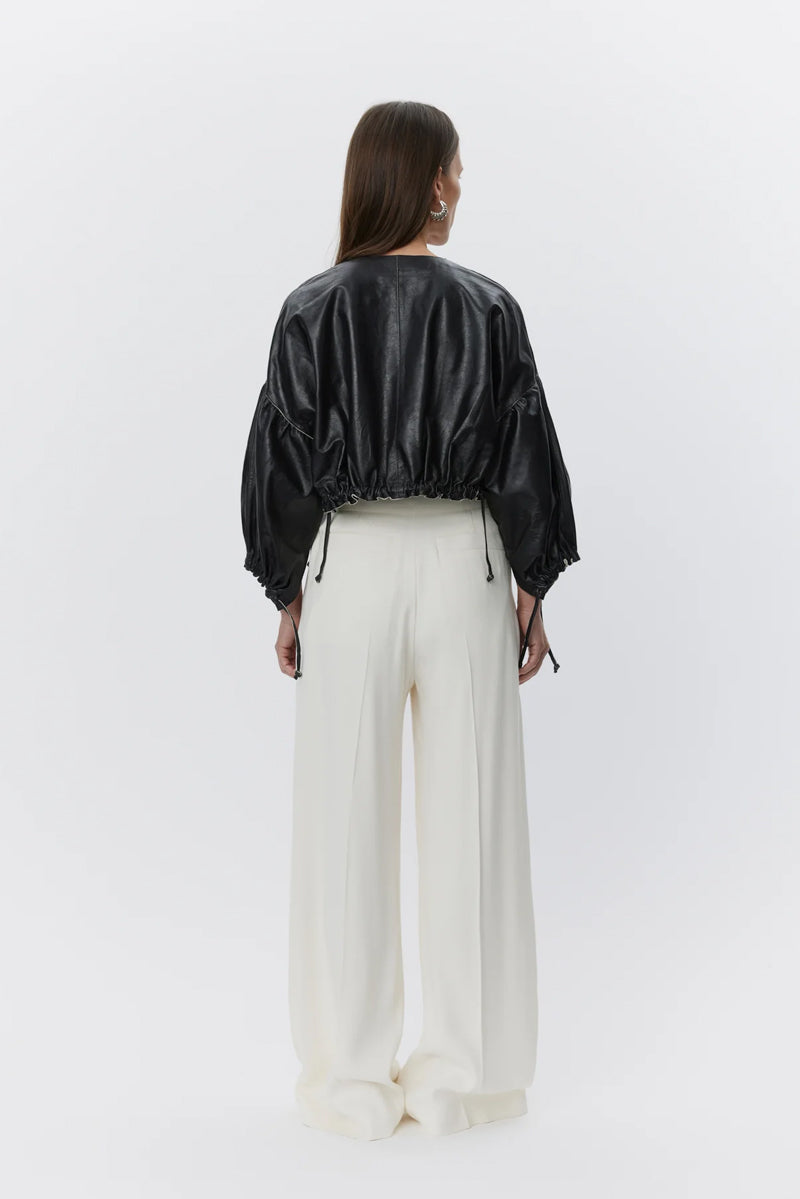 Dorothy Leather Cropped Blouse