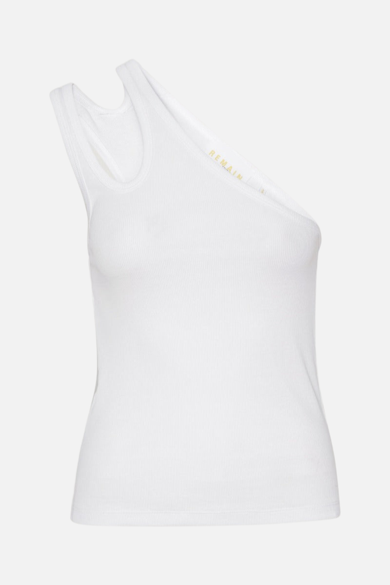 One Shoulder Rib Jersey Cut-Out Top