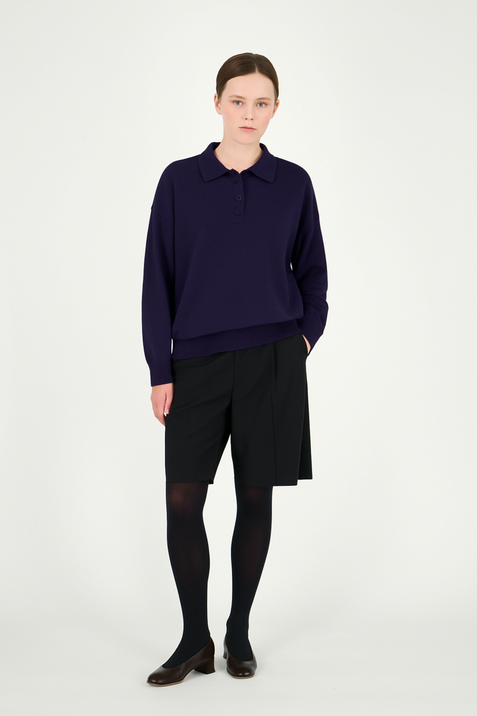 Vitta Buttoned Polo Dark Plum
