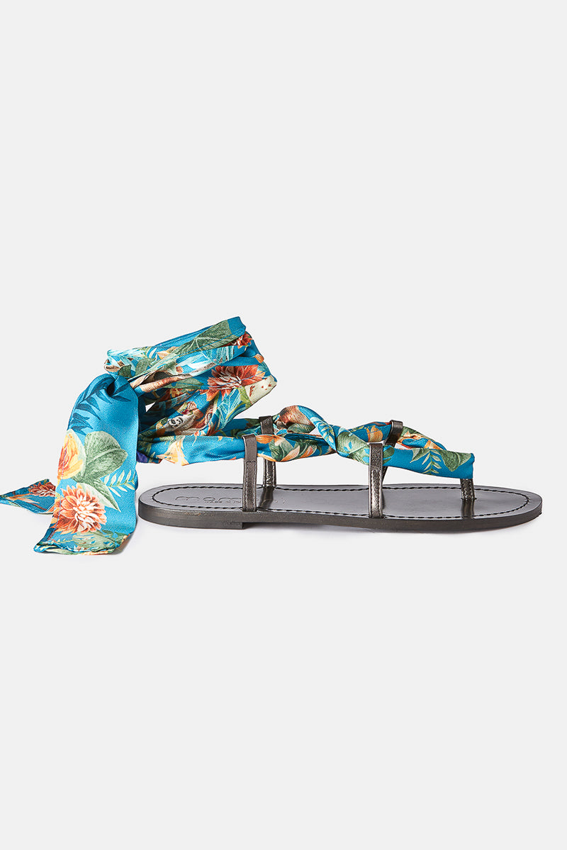 Sandrine Silk Tie Sandals