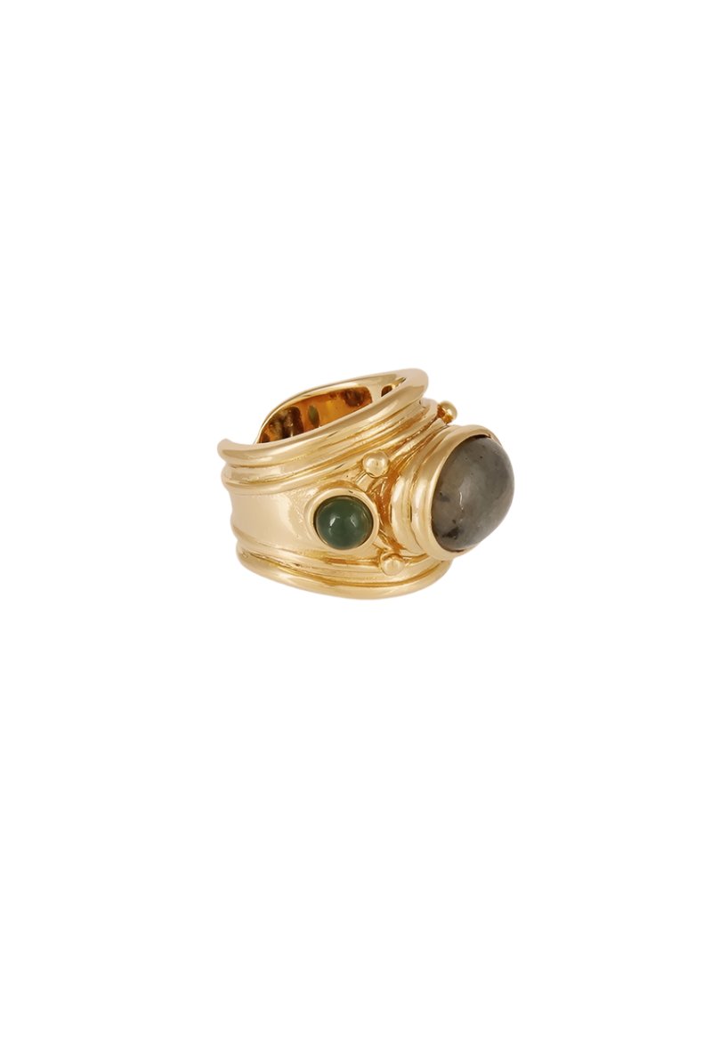 Simone Ring Gold Labradorite & Serpentine