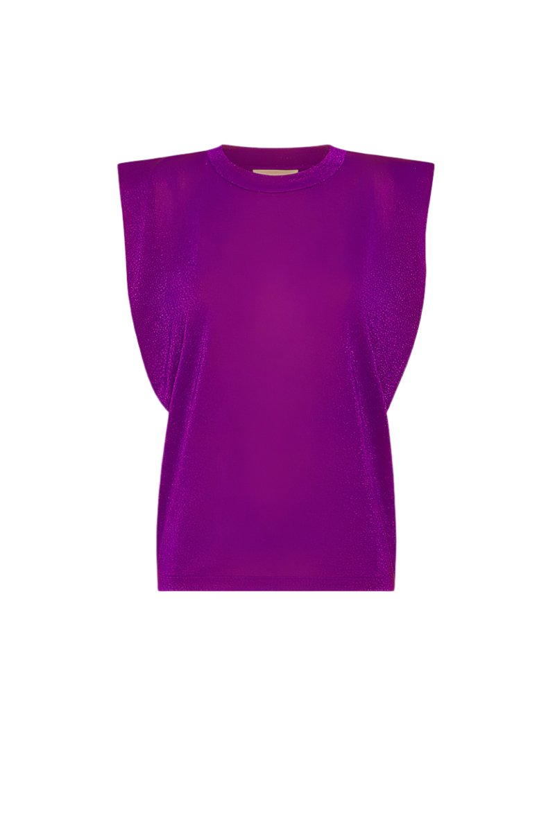 Enna Sleeveless Lurex Jersey Tank Purple