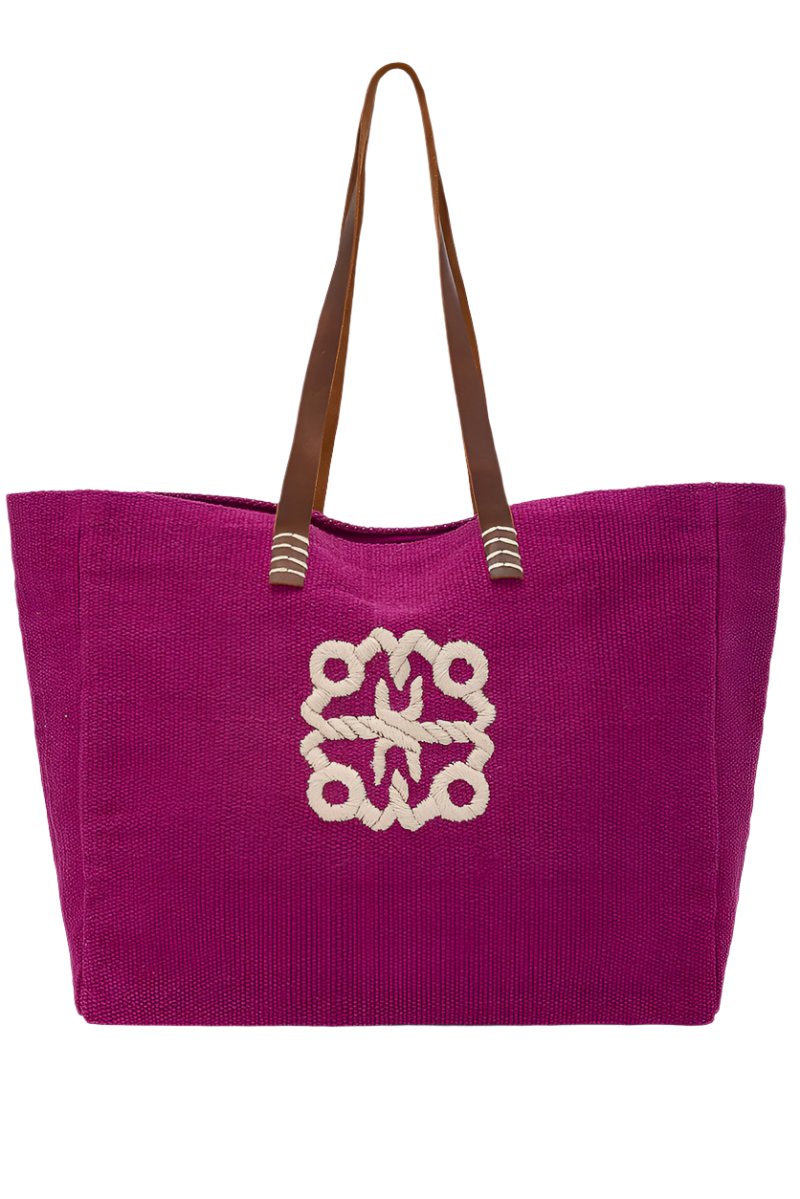 Paraguan Embroidered Canvas Bag Purple