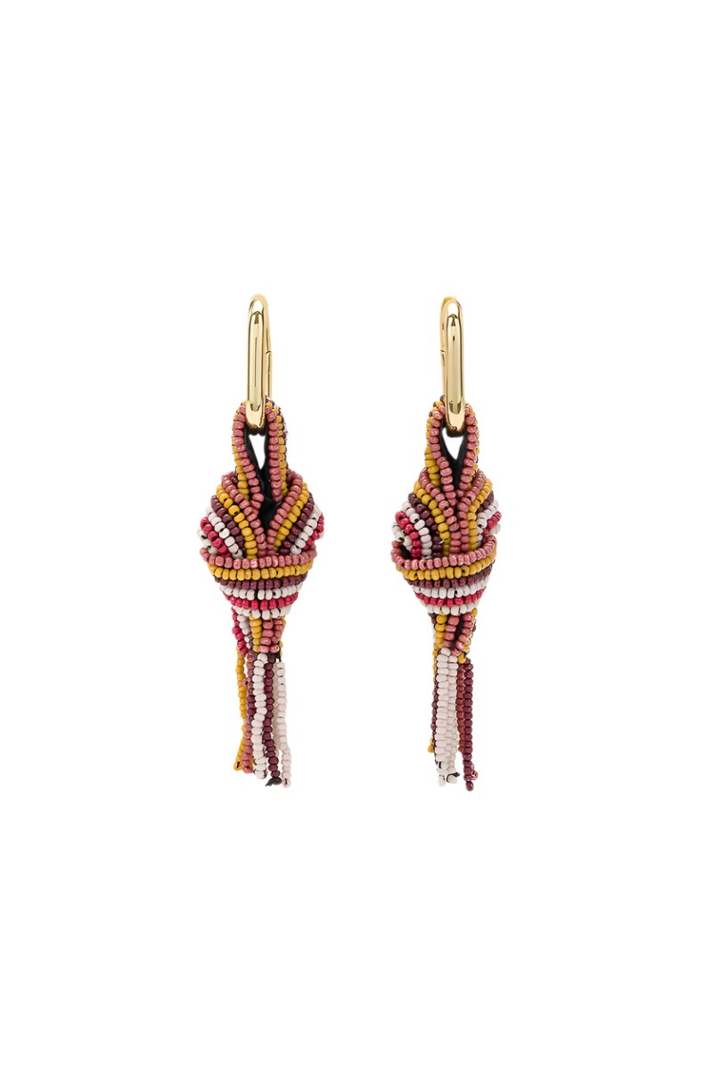 Nodu Beaded Drop Earrings Burnt Multicolour