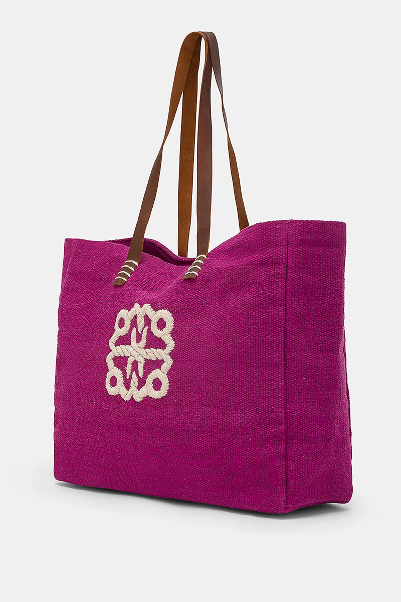 Paraguan Embroidered Canvas Bag Purple