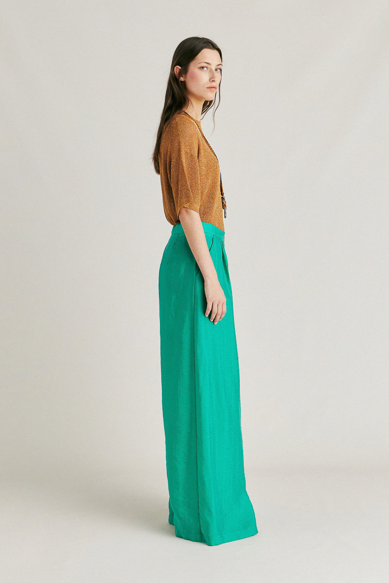 Patrice Jacquard Cupro Wide Leg Trousers