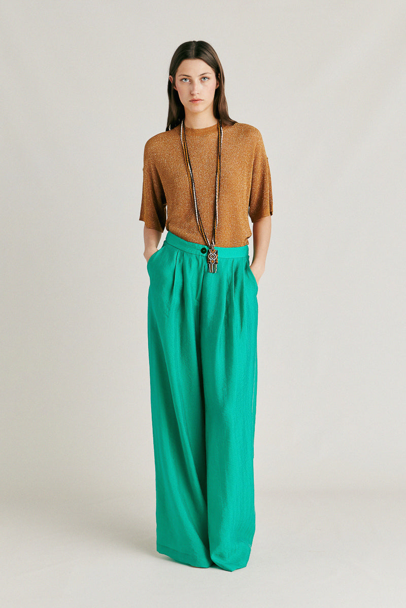 Patrice Jacquard Cupro Wide Leg Trousers