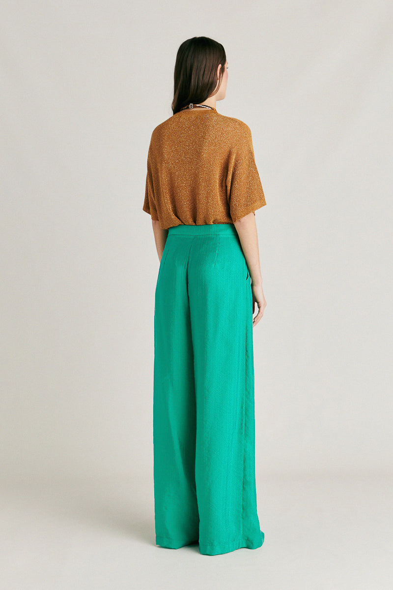 Patrice Jacquard Cupro Wide Leg Trousers
