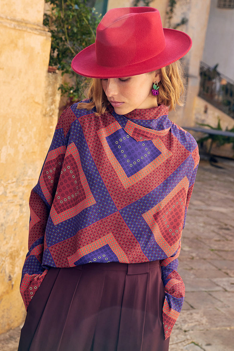 Sebastien Wide Brim Felt Hat in Red